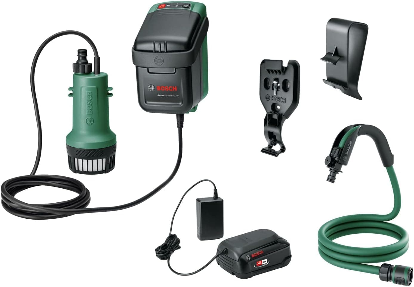 Bosch Home and Garden 06008C4202 Bomba de água submergível a bateria GardenPump, sistema de 18 V, 1 x bateria, em caixa