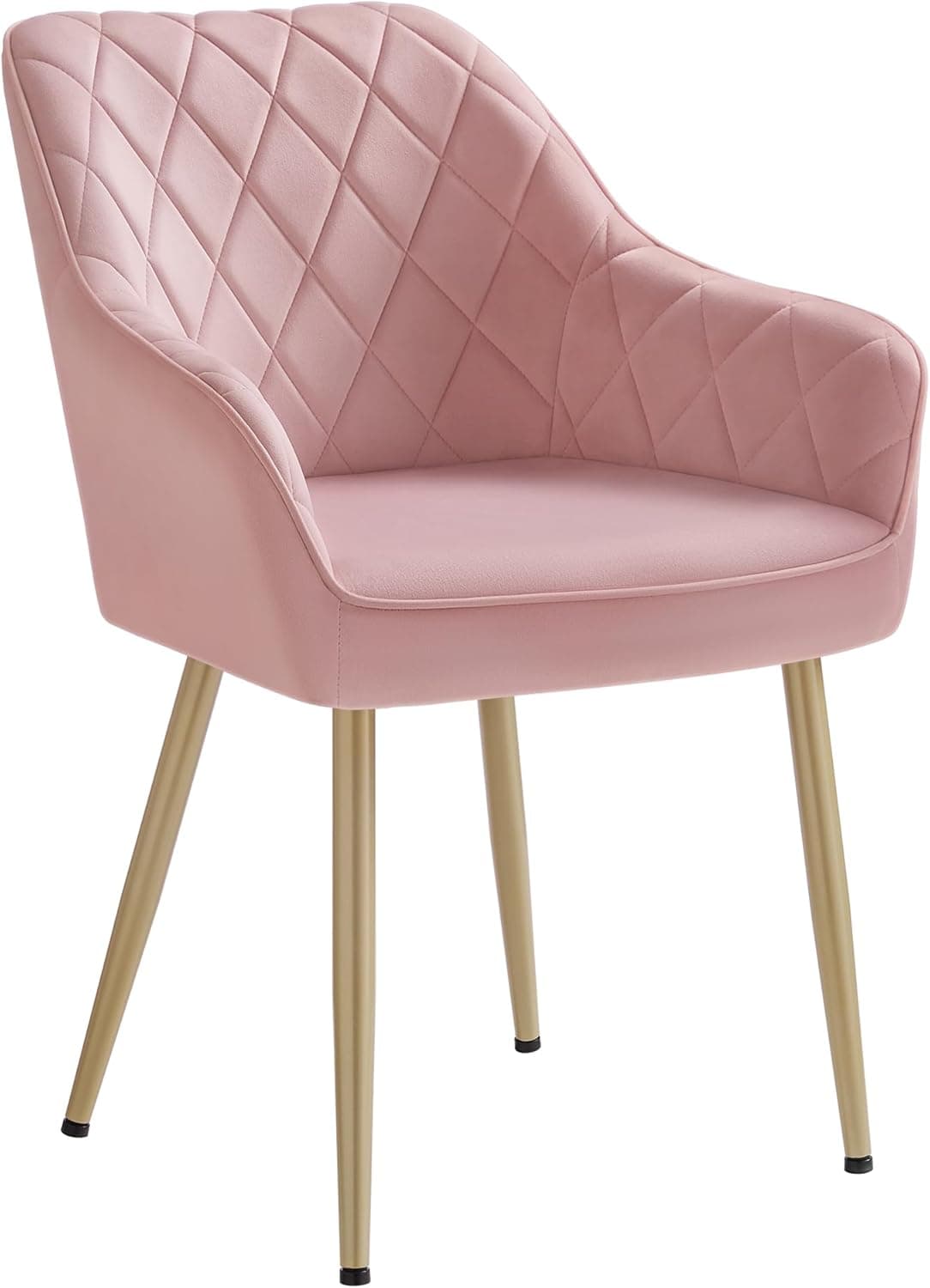 SONGMICS LDC088R01 | Cadeira de jantar em veludo com braços e pernas em metal, 120 kg, cor rosa e dourado