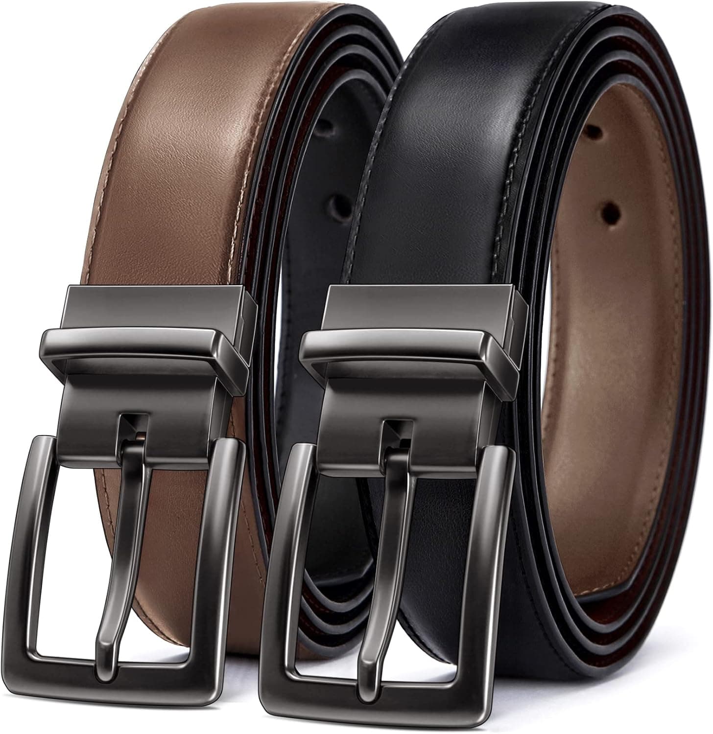 BULLIANT Cinto para homem, cinto reversível de couro 31 mm, um revés para 2 cores, tamanho ajuste