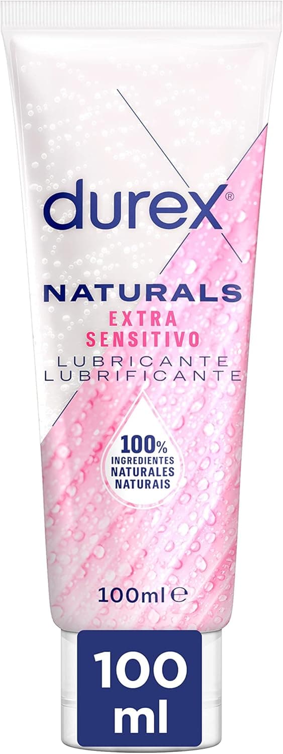 Durex Naturals Lubrificante extra sensitivo, aloé vera, 100 % natural sem fragrância, corantes ou agentes irritantes, 100 ml