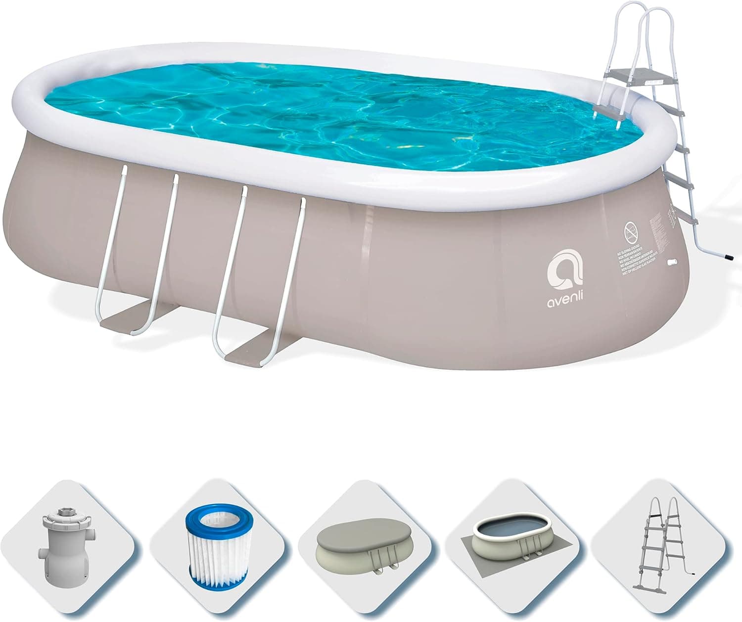 AVENLI Piscina autoportante oval com estrutura, 540 x 304 x 106 cm