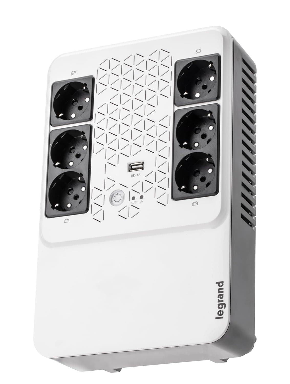 SAI Keor Multiplug, Legrand 310082, linha interativa com 6 bases Schuko e proteção integrada 800VA 480W e autonomia de 10 a 15 minutos, branco/preto