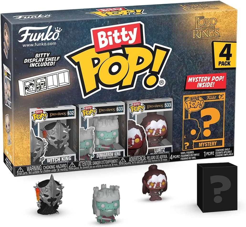 Funko Bitty Pop! Lord of The Rings - Witch King 4 PK e uma minifigura misteriosa surpresa de 0,9 polegadas (2,2 cm) - o senhor dos anéis colecionável- Revista empilhável incluída, ideia de presente