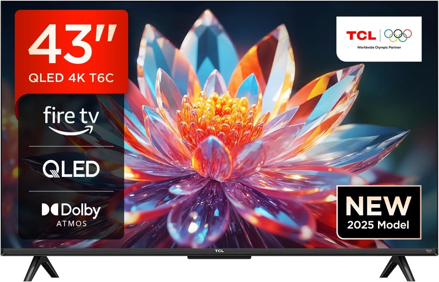 TCL 43T6C QLED 43" 4K HDR TV, Fire TV (Smart TV with Dolby Vision & Atmos, HDR10+, Press & Ask Alexa)