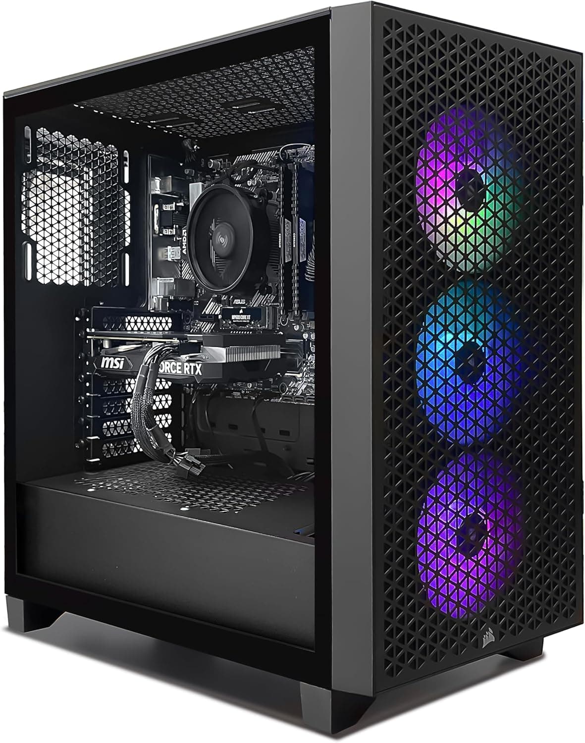 PC GAMING Corsair PC Gamer iCUE AMD 4060 - MSI GeForce RTX 4060 8 GB - Corsair 3000D Airflow RGB - cartão Mere ASUS A520M-A CSM - Corsair Vengeance 2X8 GB DDR4 3600 - SSD 1TB - Windows 11TB Pro