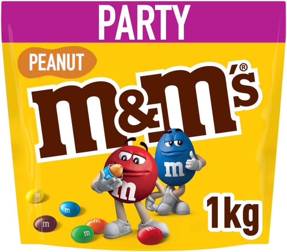 M&M's Peanuts Snack em bolinhas coloridas de amendoim e chocolate com leite, 1 kg