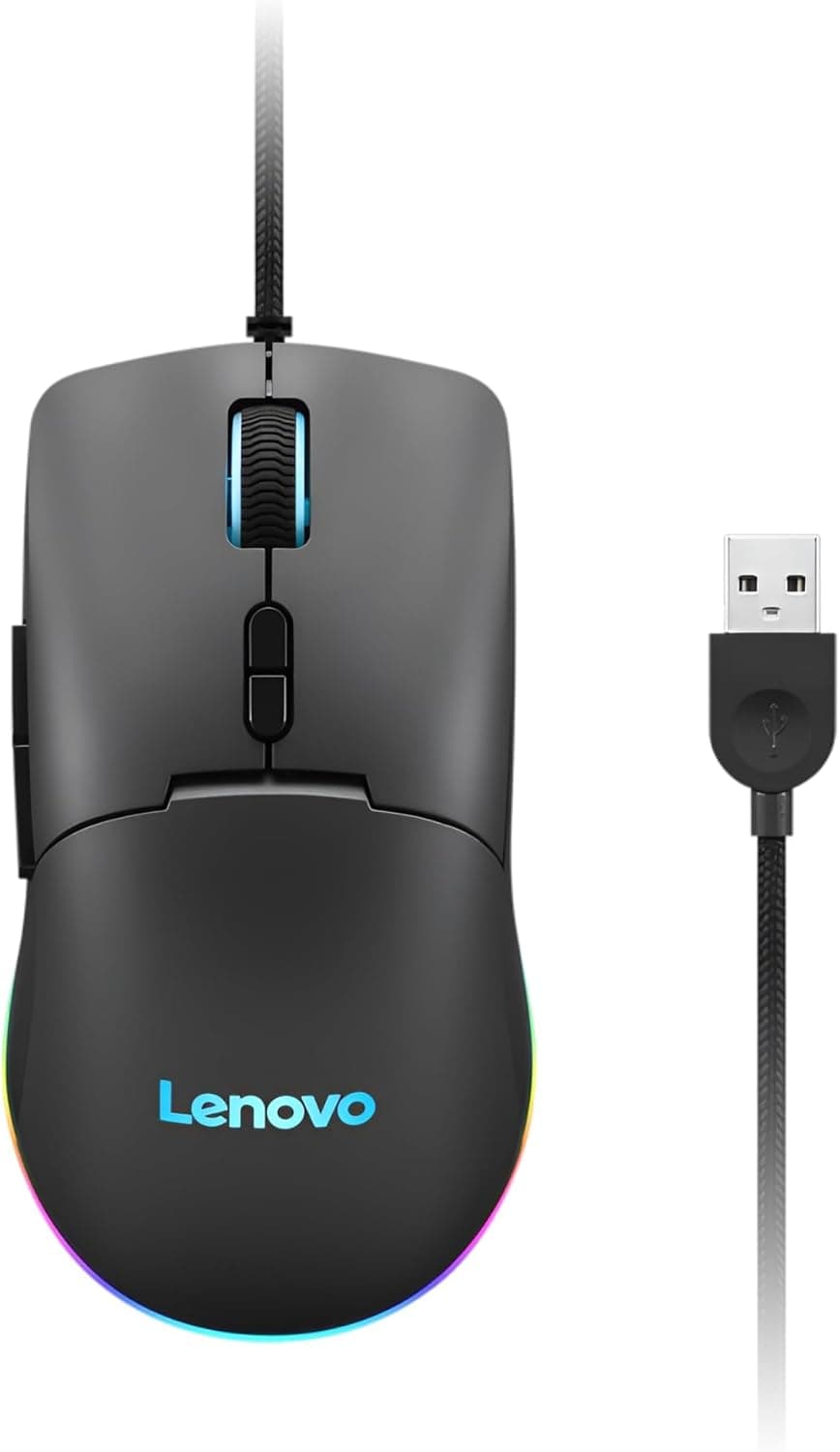 Lenovo M210 RGB - Rato Gaming (7 botões, luz RGB de 3 zonas, 8000 PPP, 300 IPS, 35 G, 1000 Hz) - preto