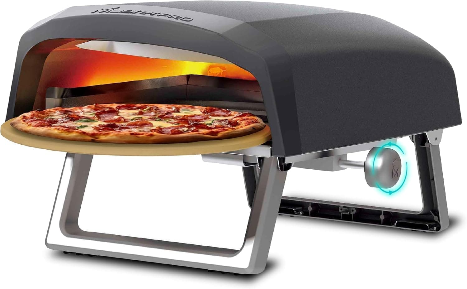 MasterPRO Napoli Forno rotativo portátil de gás para pizzas - cozimento rápido e uniforme - potência até 500 °C - Pizzas prontas em 60 segundos - Bolsa de transporte e bandeja de pedra incluídas