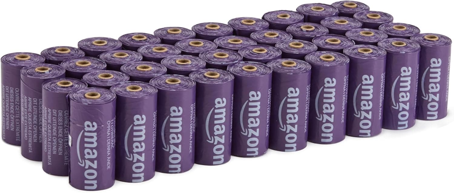 Amazon Basics - Sacos para excrementos de cães sem dispensador, lavanda, 600 sacos (40 embalagens de 15 sacos)