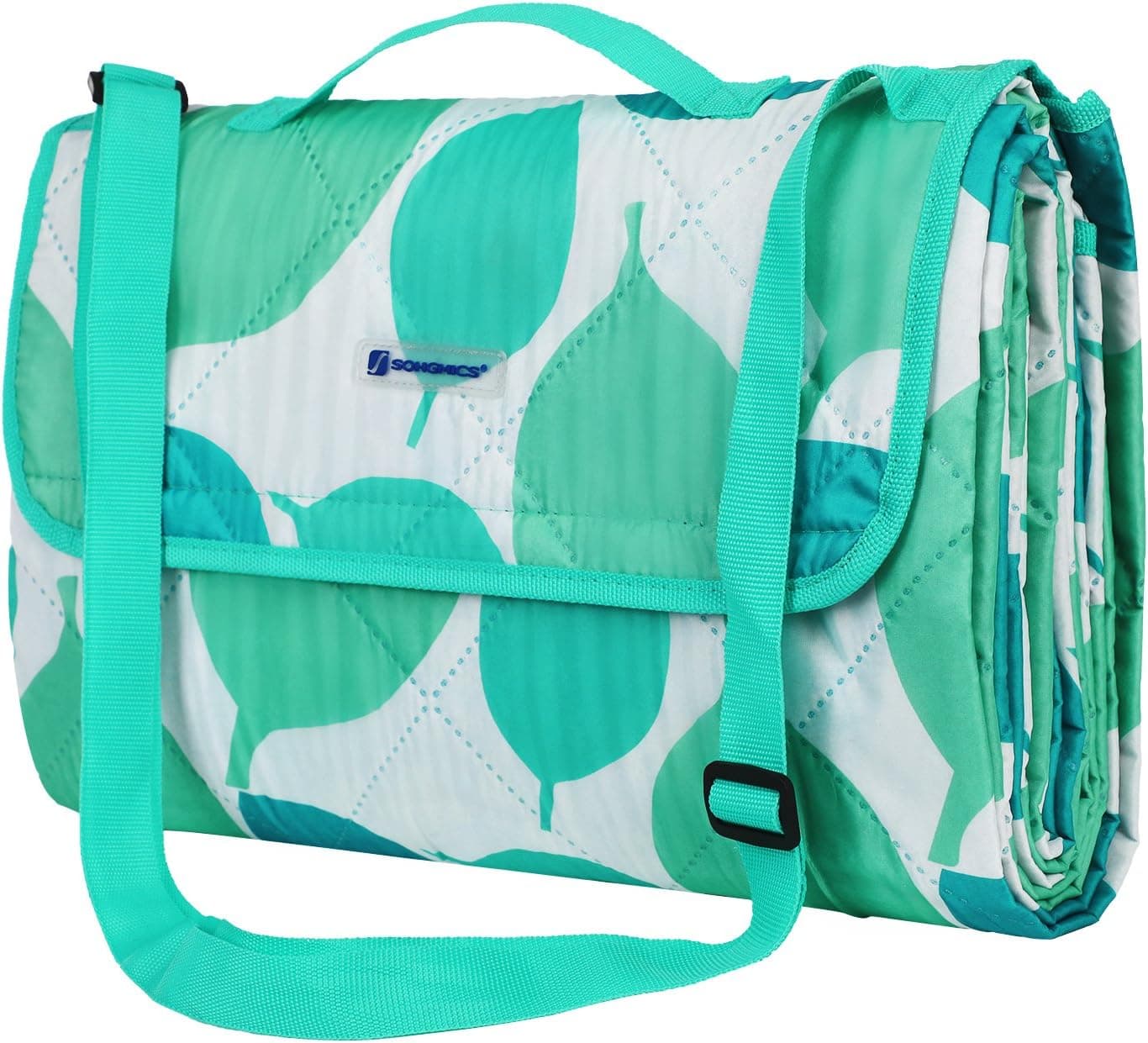 SONGMICS GCM80JW | Manta de piquenique dobrável de 195 x 150 cm acolchoada e lavável com alça de transporte