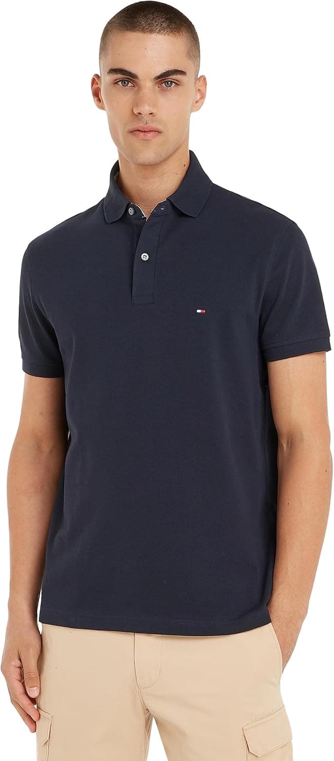Tommy Hilfiger Polo de manga curta para homem regular Fit com botões