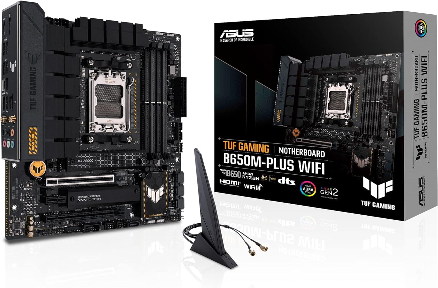 ASUS TUF Gaming B650M-PLUS WiFi Placa base AMD Ryzen AM5 Micro-ATX (VRM de 14 fases, PCIe 5,0 M,2, DDR5, WiFi 6, 2,5 GB Ethernet, USB4, Aura Sync)