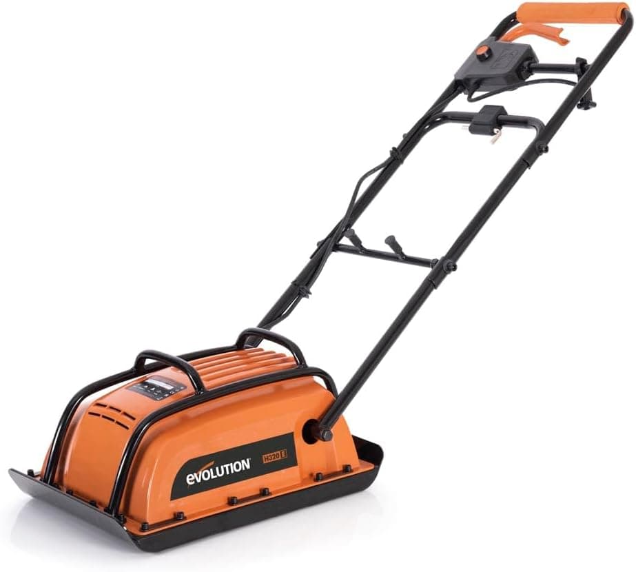 Evolution Power Tools H320-E Hulk Electro Compactador de pratos, elétrico, ideal para nivelar pavimentos, preparação de terreno de relva artificial, pátio, alvenaria, 2 anos de garantia, 230 V