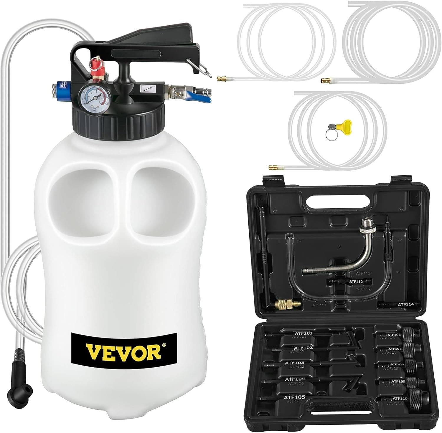 VEVOR Extrator de óleo de 10 l extrator de líquido com 14 adaptadores bomba extrator líquidos 10 x 5,6 x 15 cm para substituição de óleo em ATV, barcos, equipamentos agrícolas, veículos a motor