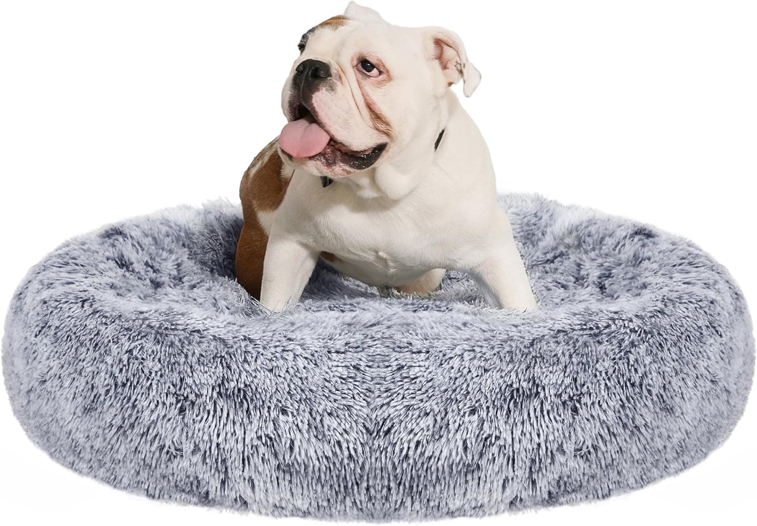 Feandrea - Cama redonda para cão, almofada central removível e lavável, tecido de pelúcia macia, diâmetro de 90 cm, PGW041G01