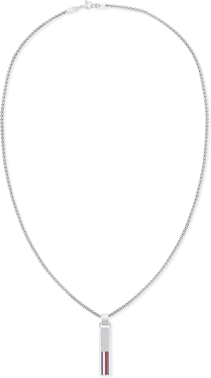 Tommy Hilfiger Jewelry Colar com pingente para homem em aço inoxidável com uma placa gravada - 2790314