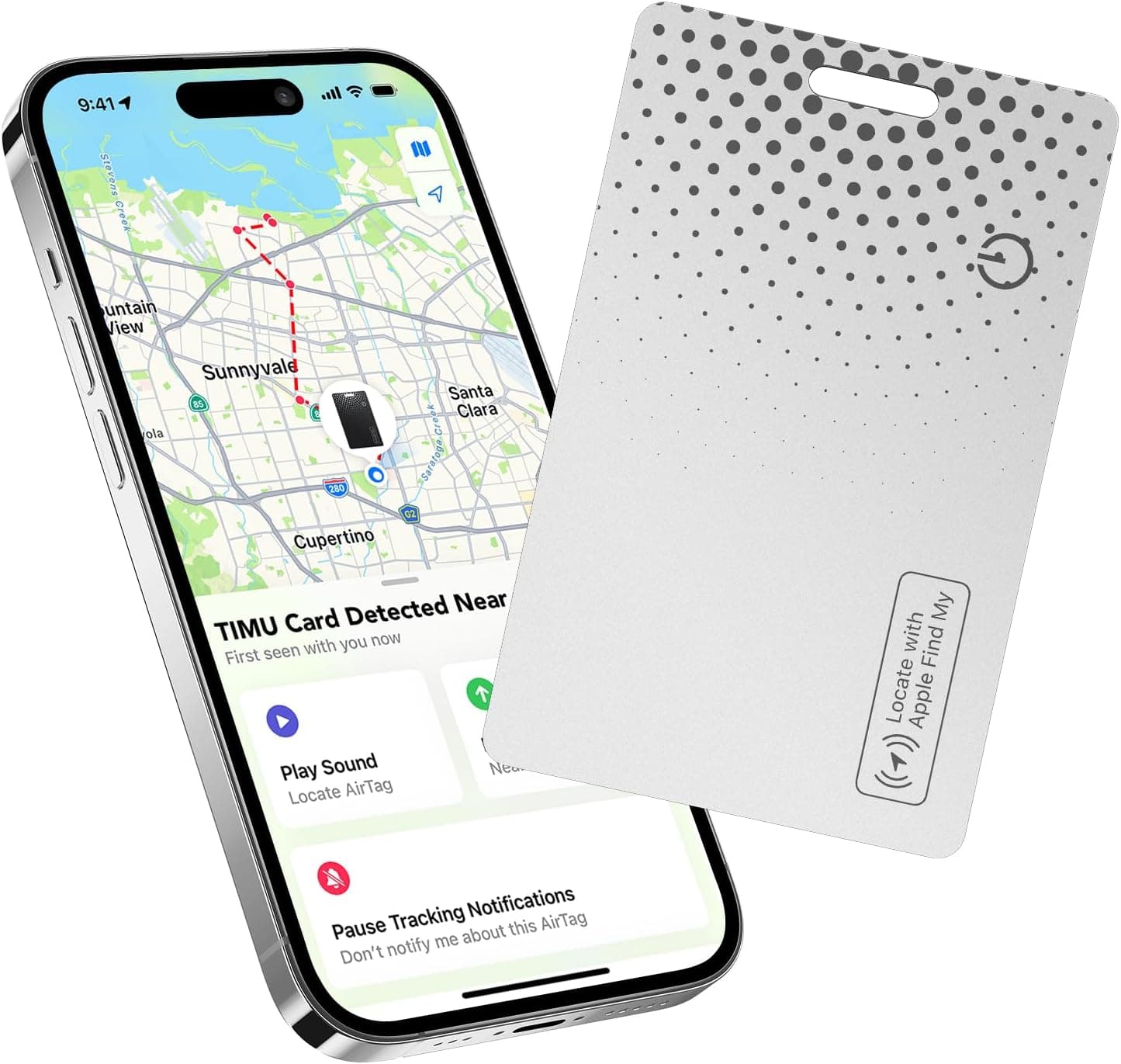 TIMU Air Tag Card | Localizador Bluetooth em formato cartão compatível com iOS para carteira e objetos pessoais