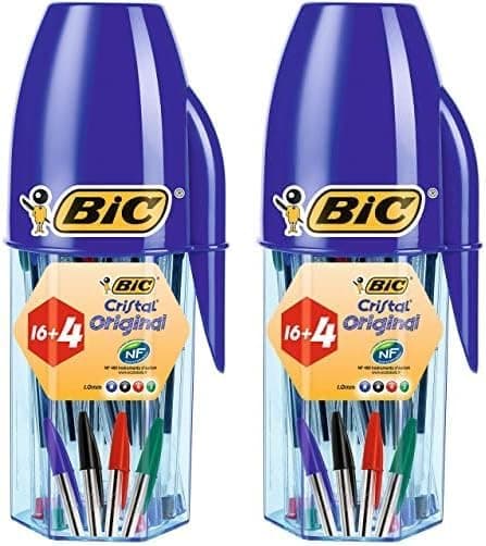 BIC Cristal original canetas de ponta média (1,0 mm) cores sortidas, 40 canetas