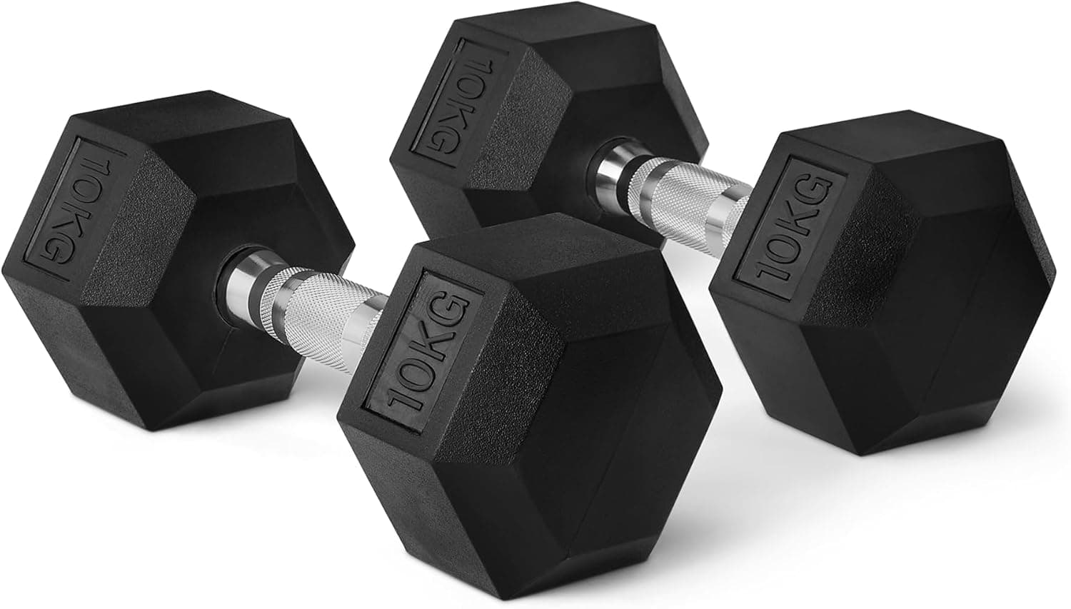 Amazon Basics | Conjunto de halteres hexagonais com revestimento em borracha 10 kg