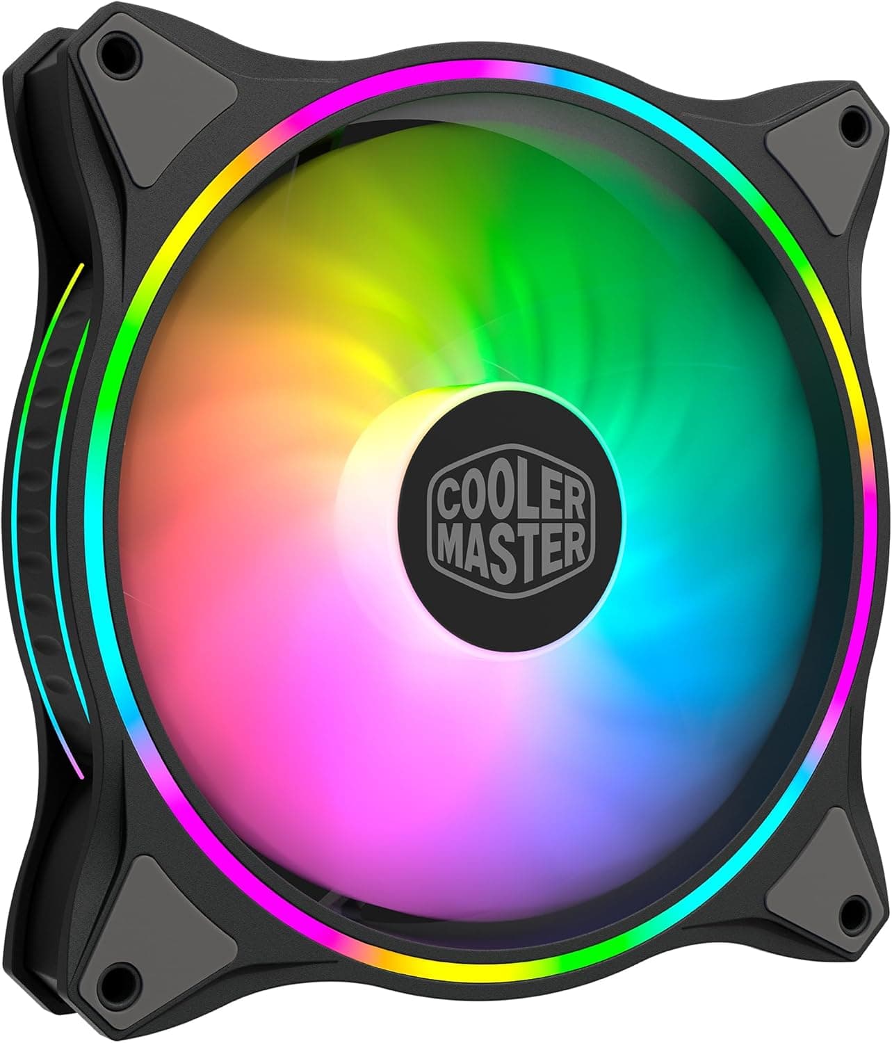 Cooler Master MasterFan MF140 Halo ARGB: Ventilador de caixa e frigorífico, anel duplo iluminação RGB direcionável, design pás híbrido com sensor de proteção e amortecedor de vibração 140 mm