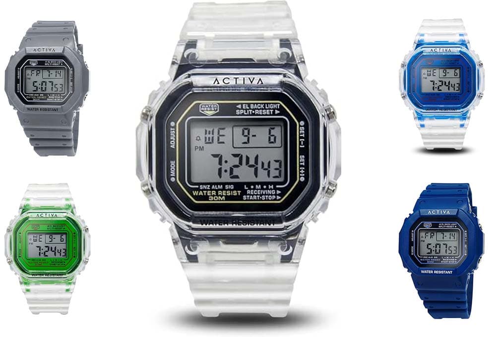 Invicta Activa Digital 44mm | Relógio de pulso masculino com mostrador digital branco e preto