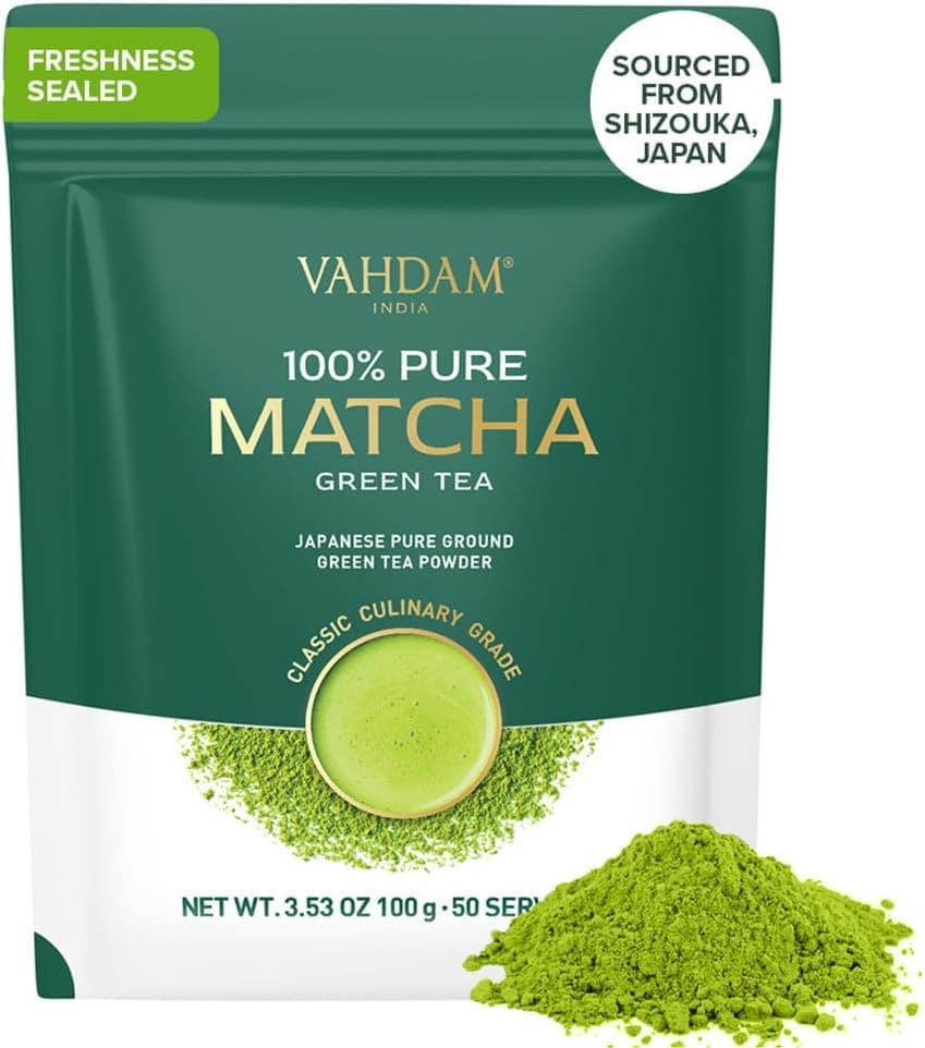 VAHDAM Matcha Green Tea Powder | Chá verde matcha japonês premium em pó 100 g para bebidas e receitas
