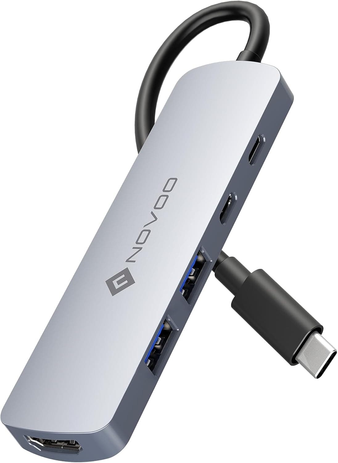 NOVOO USB C HDMI Hub, adaptador USB C 5 em 1, com 4K@60Hz HDMI, dados USB-C 3.0, 5 Gbps, PD 100 W, 2 USB-A 3.0, Dongle USB C compatível para MacBook M3/Surface/XPS/Chromebook/iPhone 155 / Steam Deck