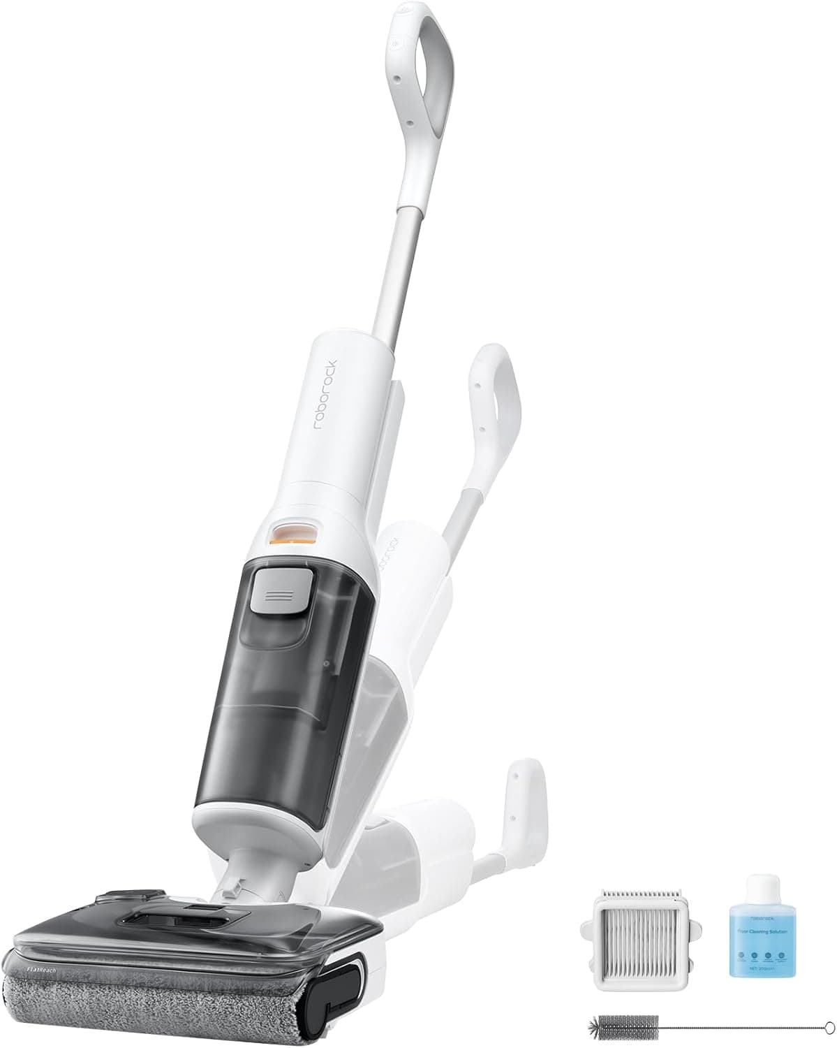 roborock F25 RT Aspirador a seco e húmido, aspirador de pó - esfregona sem cabo de 20.000 Pa, auto-limpeza a 90 °C e secagem, limpeza de bordas, design plano de 180°, compacto (12,5 cm), leve