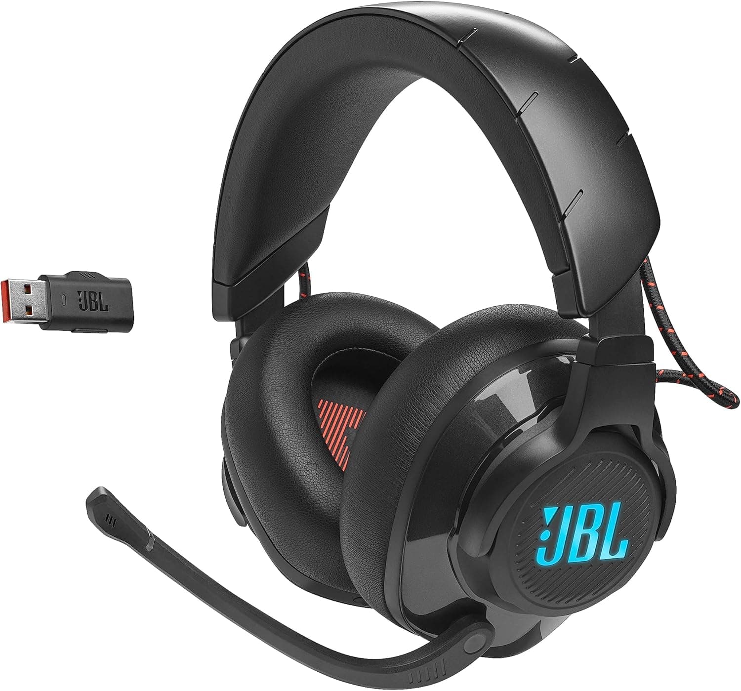 JBL Quantum 610 Auriculares sem fios Gaming Over-Ear, 2,4 GHz, jack de 3,5 mm, com microfone de braço dobrável e som QuantumSurround, preto