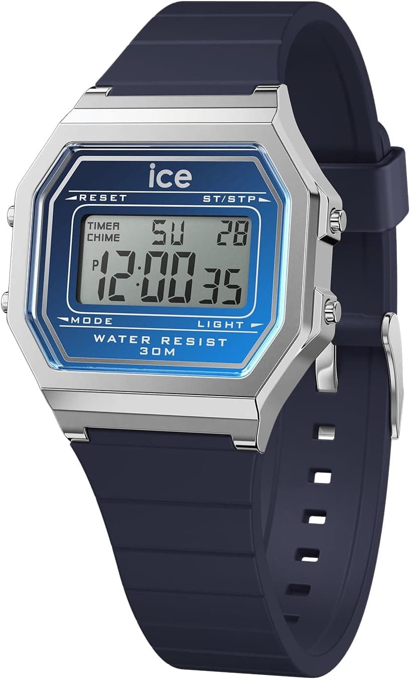 ICE-WATCH Relógio digital para mulher de quartzo com correia em silicone 023309, azul, Correia