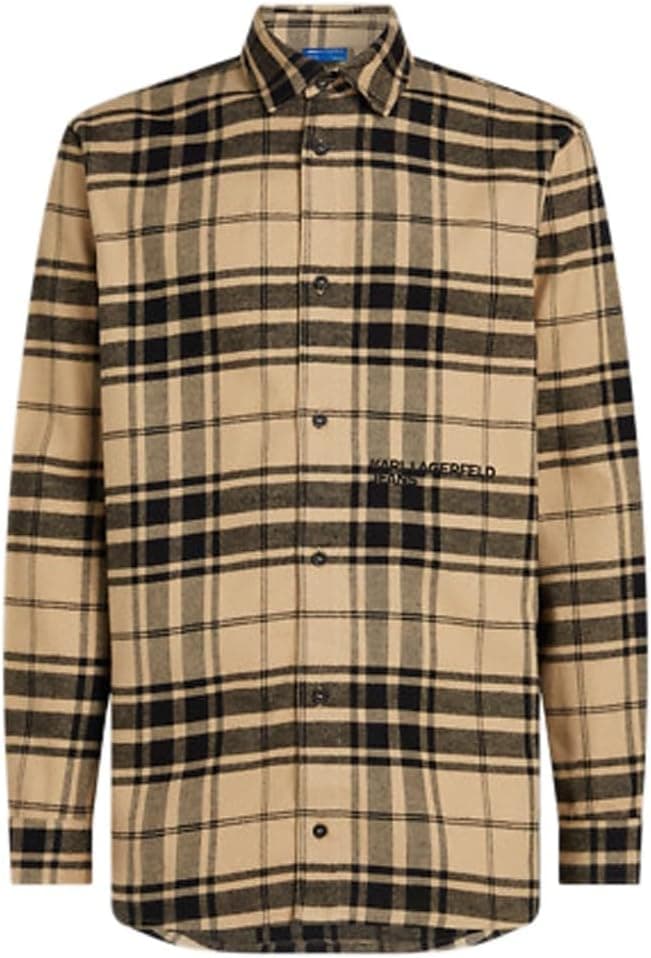 KARL LAGERFELD JEANS KLJ Check Shirt | Camisa xadrez regular em algodão orgânico para homem