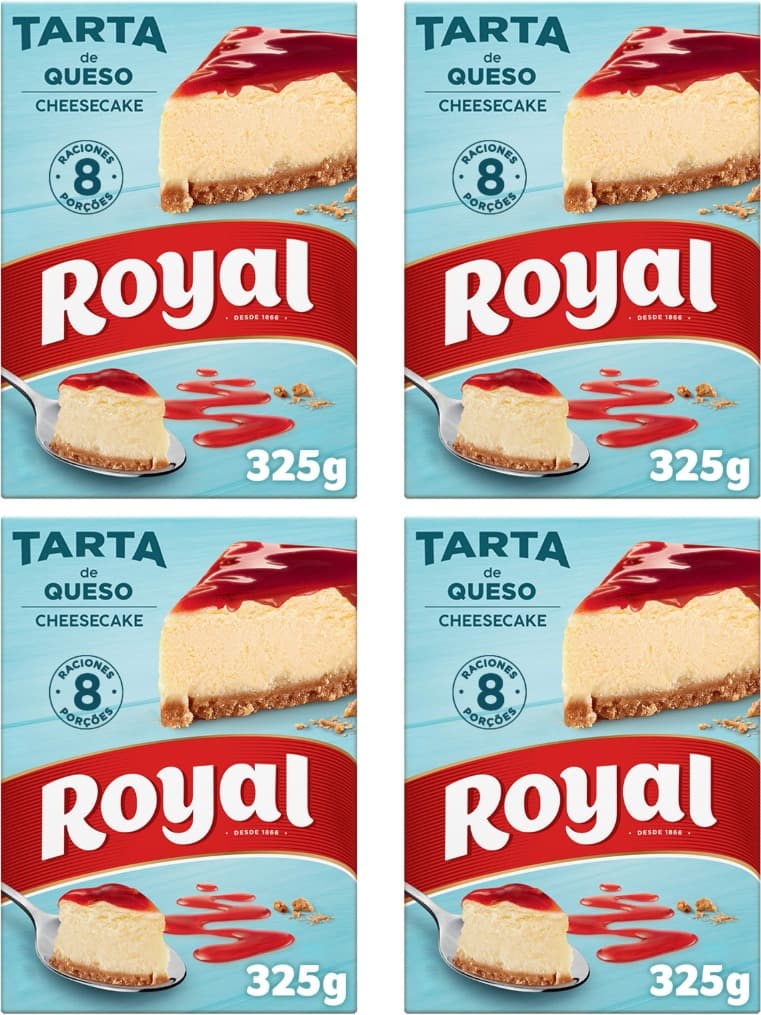 Royal Cheesecake Bolo de queijo com cobertura de morango, sem forno, 325 g x 4