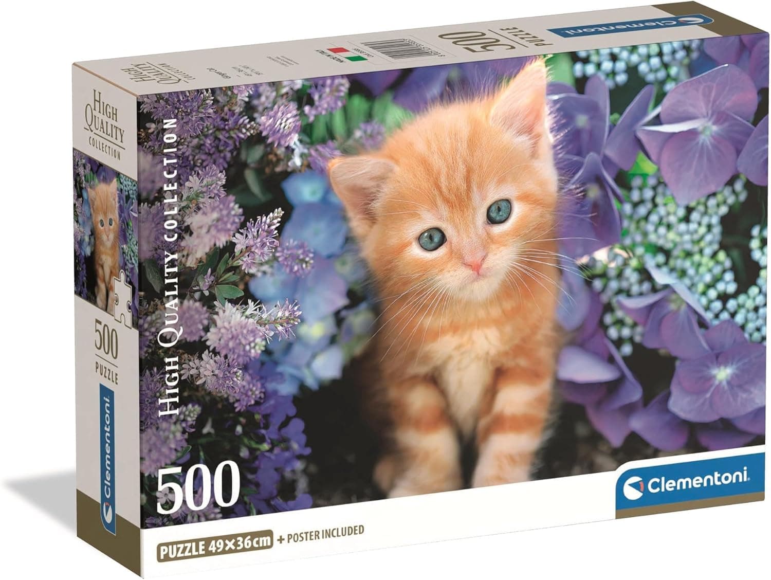 Clementoni - Puzzle para adulto, gato laranja, 500 peças