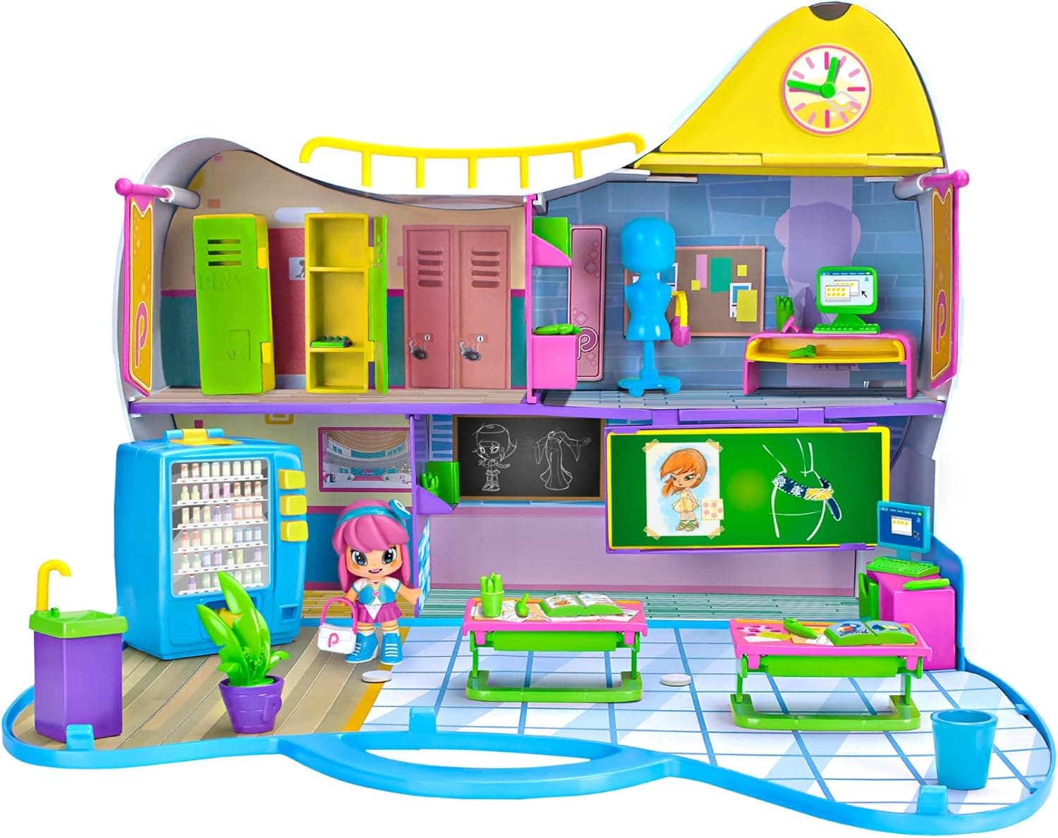 Pintombow - Instituto de Nova Iorque, recreia cenas da série PINY, classe do ensino médio, área de descanso e expedição da diretora com acessórios, forma de pasta, famosa (PNP03000)