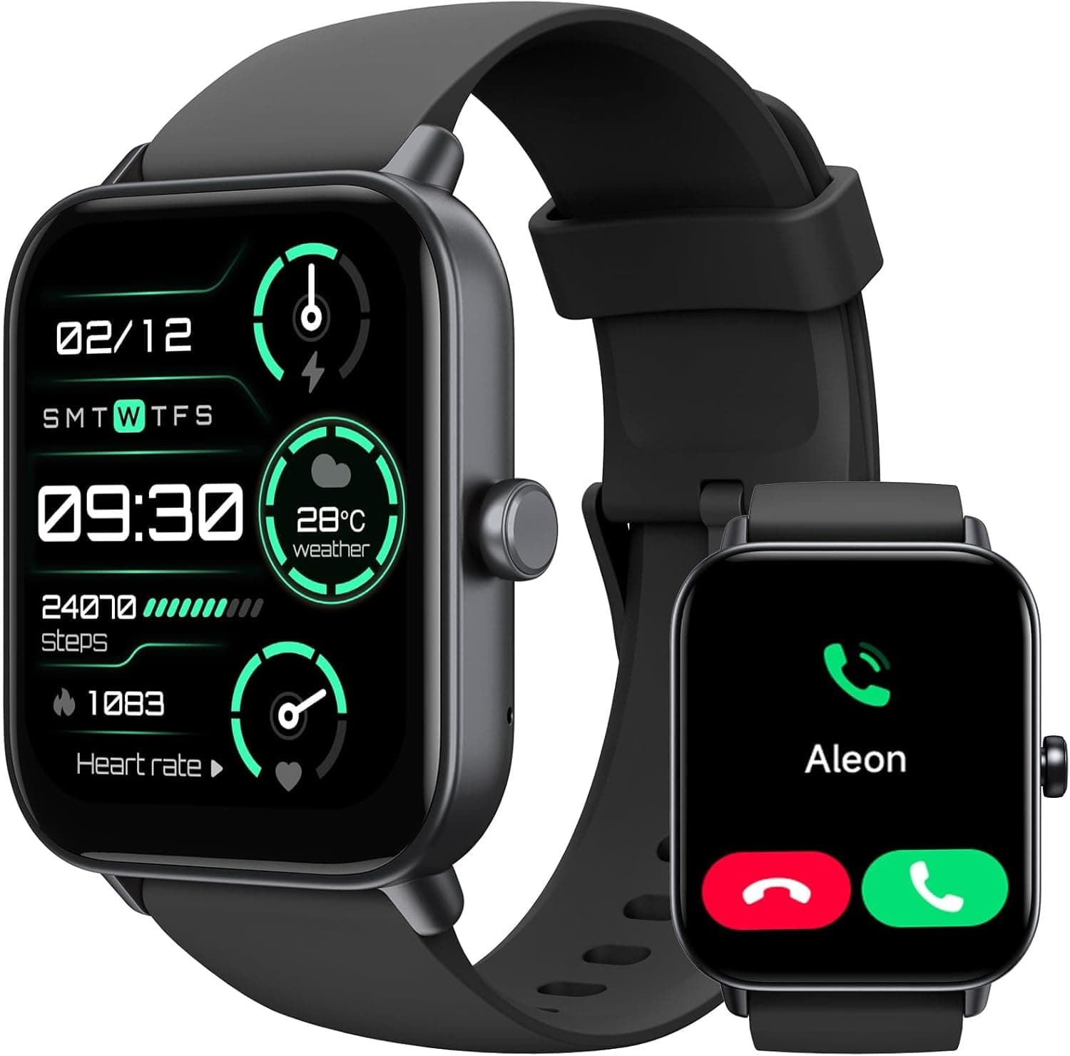 TOOBUR Relógio inteligente mulher homem com Alexa, 1,8" smartwatch desportivo com 100 desportos, receber e atender chamadas, podómetro e pulsómetro, IP68 impermeável nadar, compatível com Android iOS