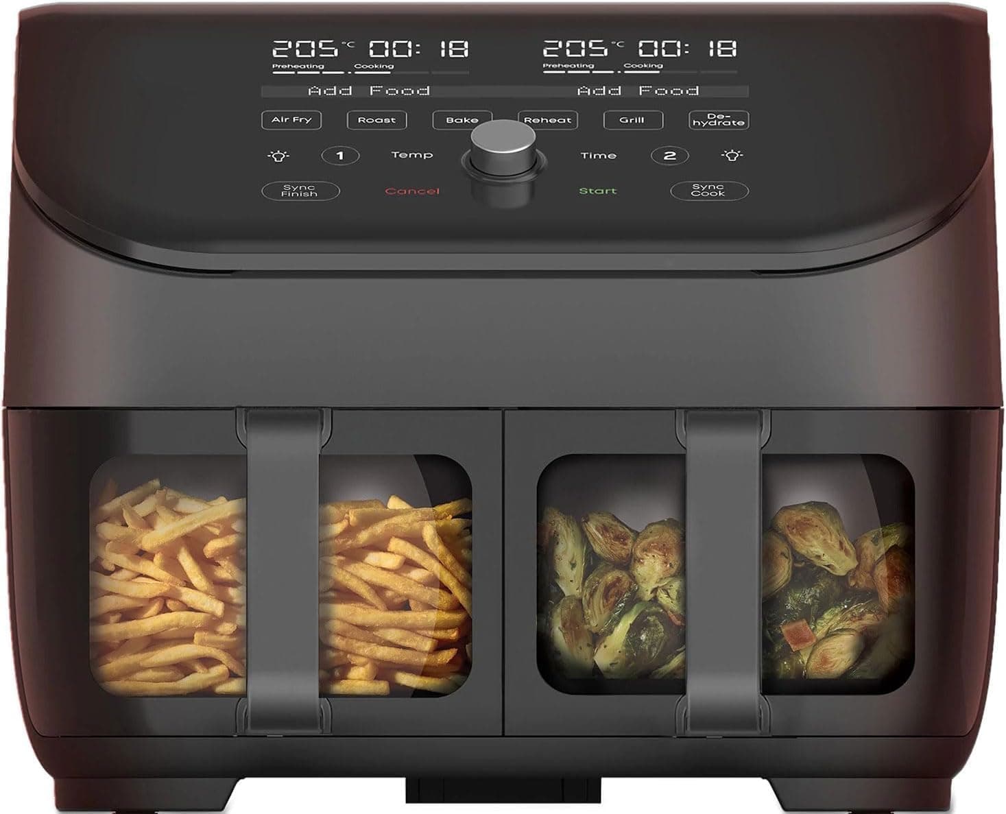 Instant Vortex Plus, 8 em 1, Frigideira de ar digital dupla com ClearCook e função de grelhar, forno, desidratação ou reaquecimento, 1,700 W a 7,6 L