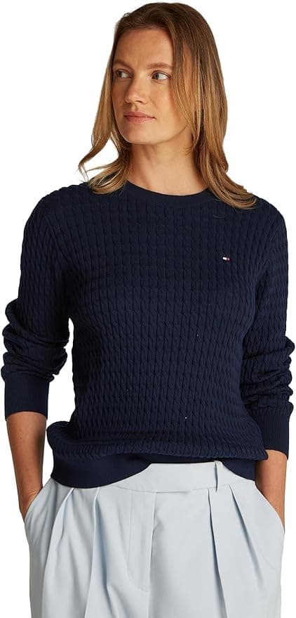 Tommy Hilfiger CO Cable C-NK LS WW0WW44993 | Camisola de malha para mulher