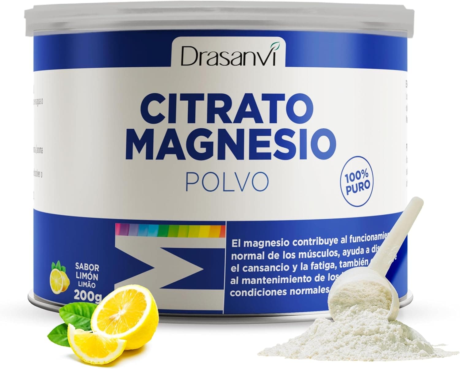 Drasanvi Citrato de Magnésio | Suplemento em pó para redução do cansaço e fadiga com sabor a limão, 200 g