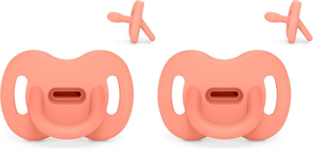 Suavinex, Chupeta de silicone todo, para bebés 0/6 meses e recém-nascidos, tetina fisiológica Sx Pro, branco e flexível, ideal para dormir, respeita o desenvolvimento bucodental, cor Essence, Peach