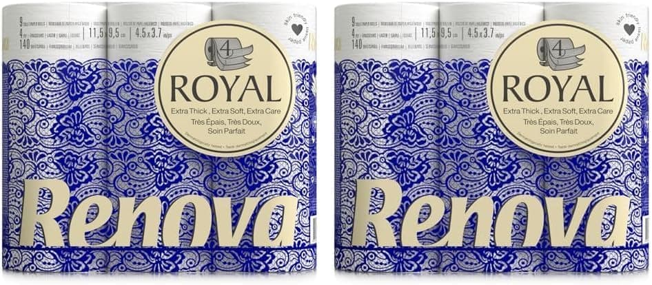 Renova Royal Blanco | Papel higiénico 4 camadas, 18 rolos