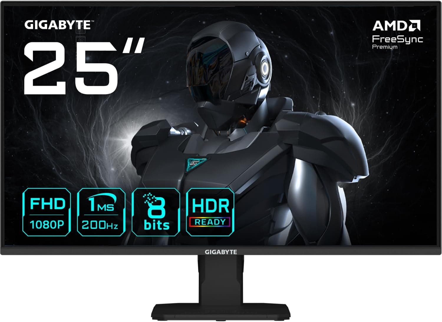 Gigabyte GS25F2 Ecrã para jogos (25", Full HD, 1920 x 1080, 200Hz, 1ms, 300 CD/m², Display HDR 10, HDMI 2.0, DisplayPort 1.4)