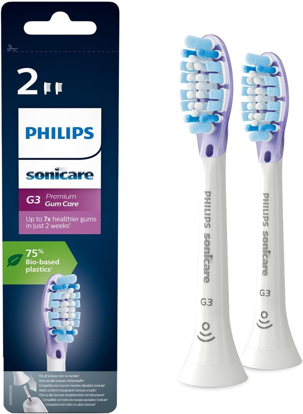 Philips Sonicare HX9052/17 - Pacote de duas cabeças cuidado das gengivas, com tecnologia RFID para Diamond Clean Smart, cor branca