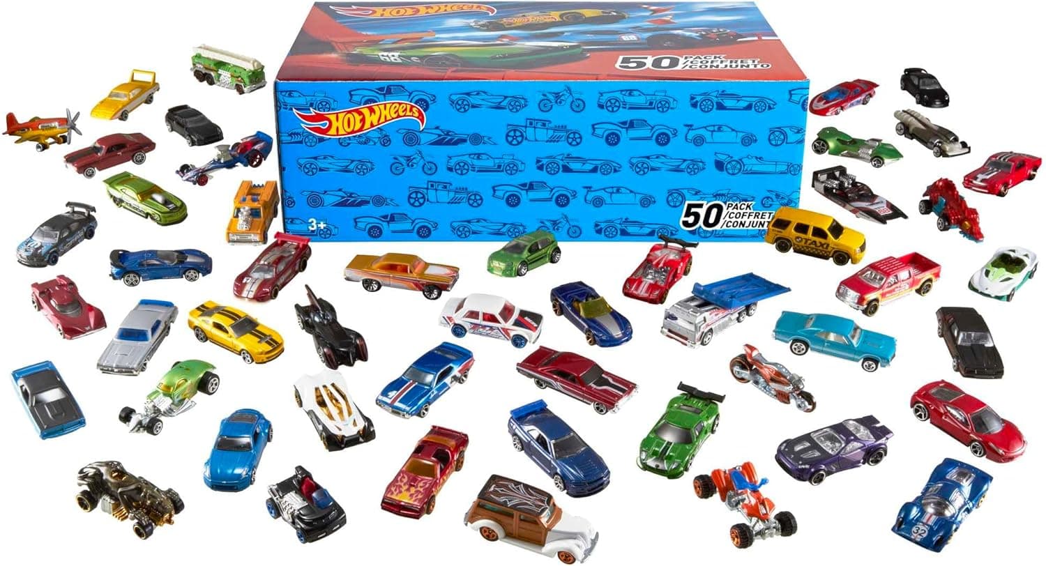 Hot Wheels (Mattel V6697) Conjunto de 50 veículos, carrinhos de brincar, modelos sortidos
