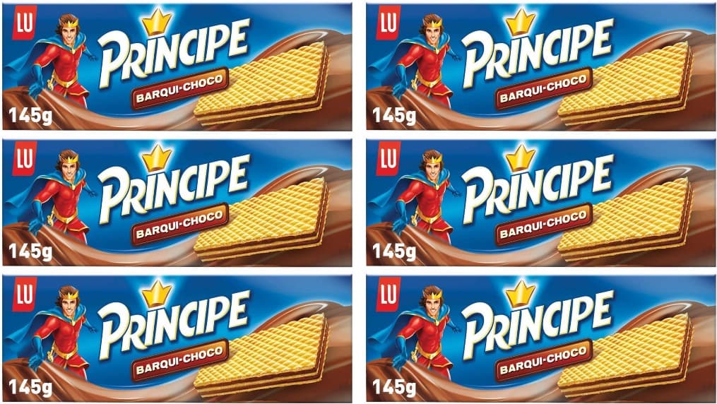 Principe Barqui-Choco | Bolachas wafer recheadas com chocolate, 6 unidades de 145 g