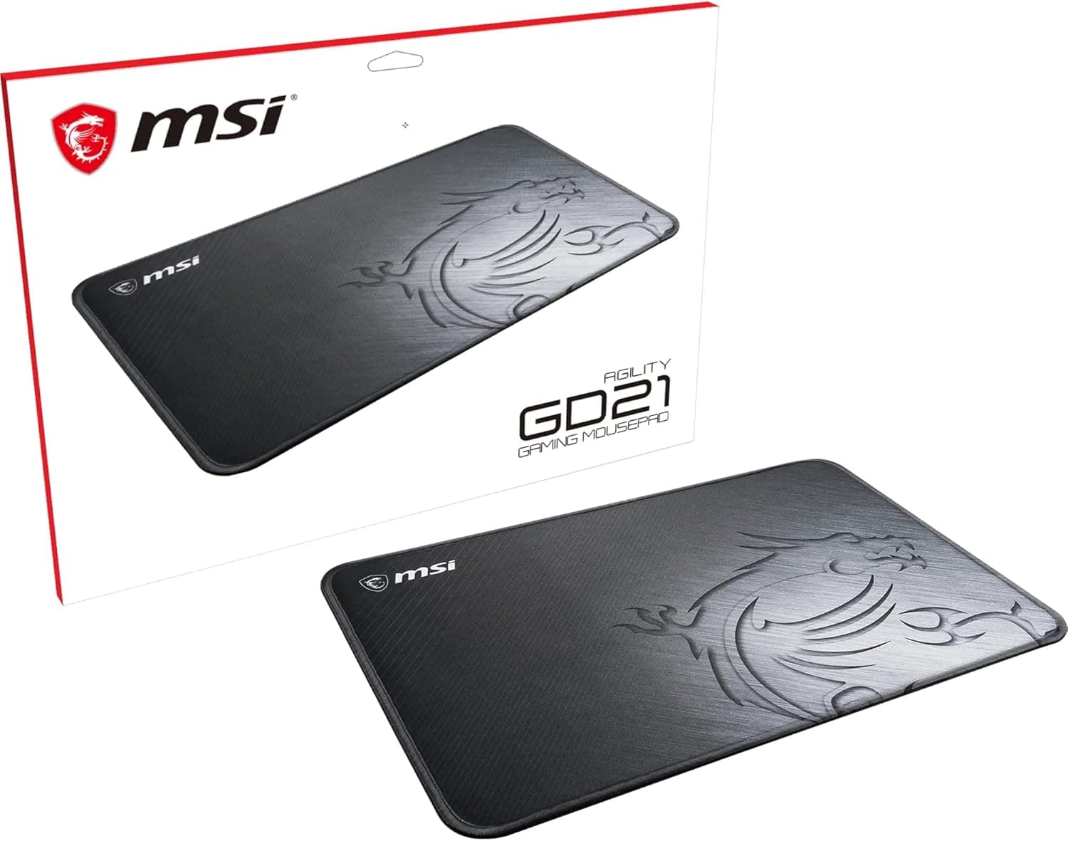 MSI Agility GD21 - Tapete de rato gaming, superfície de tecido sedoso Gaming, base antiderrapante - 320 x 220 x 3 mm