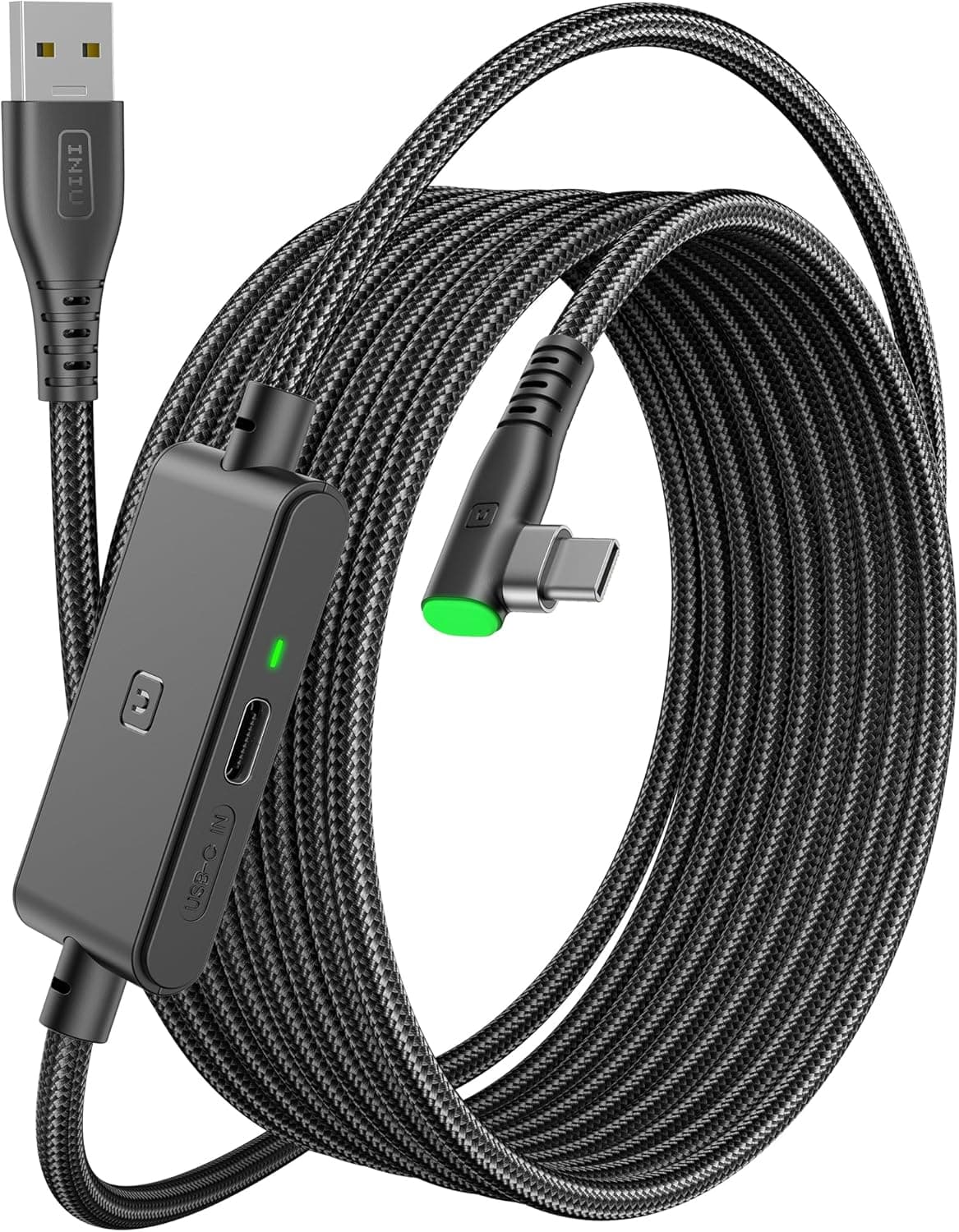 INIU Cabo de ligação de 5 m, cabo de ligação USB 3.0 a USB C com Meta Oculus Quest 3s, Quest 3 2 1, Quest Pro, Pico 4, acessórios PC Steam VR, transferência de dados de alta velocidade