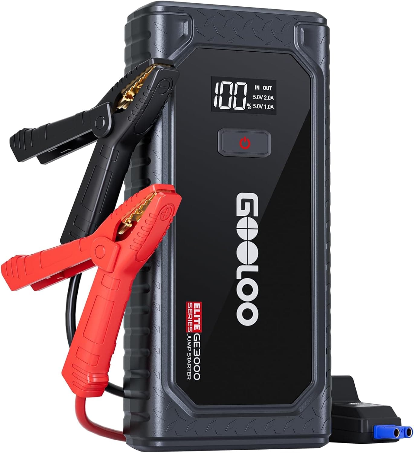 GOOLOO Iniciador de carros GE3000 3000A Arrancador para motores de até 8,5 l de gasolina ou 6 L gasolina, conjunto de bateria de carro de 12 V com ecrã LCD, Power Bank lanterna LED, porta tipo-C