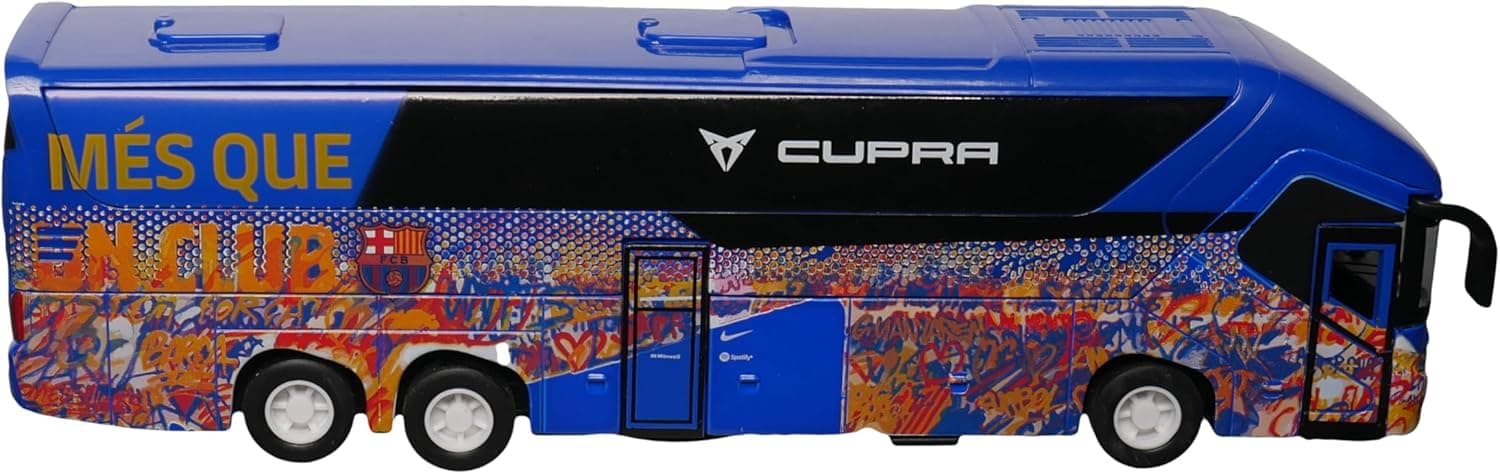 Sockers Eleven Force FC Barcelona | Autocarro de brinquedo com portas móveis e retrofricção para crianças fãs de futebol