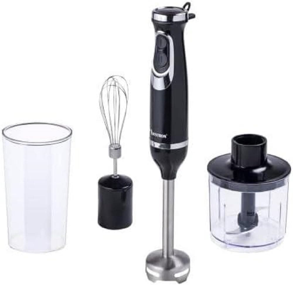 Bestron Conjunto de liquidificadora/triturador manual e universal, Kitchen Heroes, 600 Watts, preto/aço inoxidável