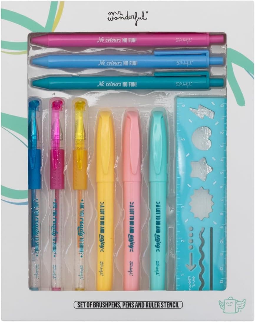 Mr. Wonderful - Conjunto de canetas de marca, canetas e modelos para desenhar maravilhosamente